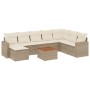 9-teiliges Gartensofa-Set mit beigen synthetischen Rattankissen von , Modulare Sofas für den Außenbereich - Ref: Foro24-32242...