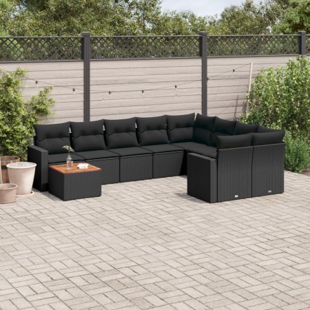 Garden sofa set 10 pieces with black synthetic rattan cushions by , Modular outdoor sofas - Ref: Foro24-3224284, Price: 607,9...