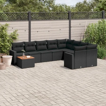 Garden sofa set 10 pieces with black synthetic rattan cushions by , Modular outdoor sofas - Ref: Foro24-3224284, Price: 620,6...