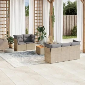 Garden sofa set with cushions 6 pieces beige synthetic rattan by , Garden sets - Ref: Foro24-3223483, Price: 365,55 €, Discou...