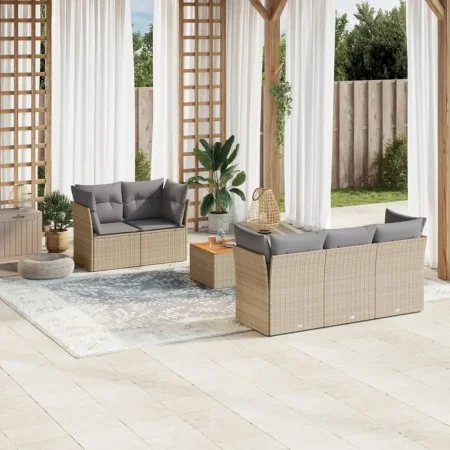 Juego de sofás jardín con cojines 6 pzas ratán sintético beige de , Conjuntos de jardín - Ref: Foro24-3223483, Precio: 367,63...