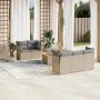 Garden sofa set with cushions 6 pieces beige synthetic rattan by , Garden sets - Ref: Foro24-3223483, Price: 365,55 €, Discou...