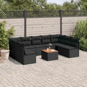 Gartensofa-Set 10-teilig mit schwarzen synthetischen Rattankissen von , Gartensets - Ref: Foro24-3223787, Preis: 602,81 €, Ra...