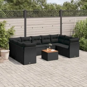 Gartensofa-Set 10-teilig mit schwarzen synthetischen Rattankissen von , Gartensets - Ref: Foro24-3223801, Preis: 615,85 €, Ra...