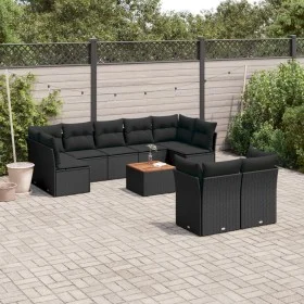 Gartensofa-Set 10-teilig mit schwarzen synthetischen Rattankissen von , Gartensets - Ref: Foro24-3223808, Preis: 615,85 €, Ra...