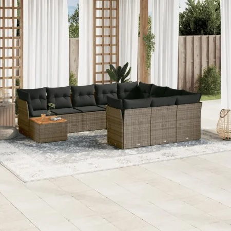 11-piece garden sofa set and gray synthetic rattan cushions by , Garden sets - Ref: Foro24-3223848, Price: 621,47 €, Discount: %
