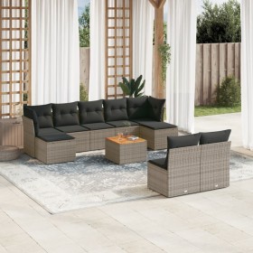 Set de sofás de jardín 10 pzas con cojines ratán sintético gris de , Conjuntos de jardín - Ref: Foro24-3223862, Precio: 512,8...