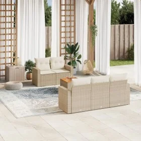 Garden sofa set with cushions 6 pieces beige synthetic rattan by , Garden sets - Ref: Foro24-3224007, Price: 438,59 €, Discou...