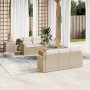 Gartensofa-Set mit Kissen, 6-teilig, beiges synthetisches Rattan von , Gartensets - Ref: Foro24-3224007, Preis: 413,64 €, Rab...