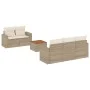 Garden sofa set with cushions 6 pieces beige synthetic rattan by , Garden sets - Ref: Foro24-3224007, Price: 438,59 €, Discou...