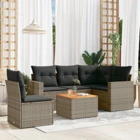 6-piece garden furniture set and gray synthetic rattan cushions by , Garden sets - Ref: Foro24-3224128, Price: 356,26 €, Disc...