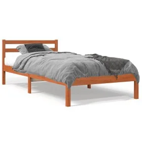 Estructura de cama madera maciza de pino marrón cera 90x200 cm de , Camas y somieres - Ref: Foro24-844142, Precio: 65,74 €, D...