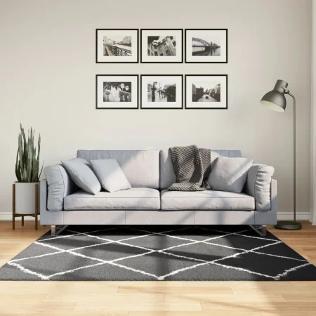 PAMPLONA moderner Langflorteppich Schwarz und Creme 160x160cm von , Teppiche - Ref: Foro24-375412, Preis: 48,99 €, Rabatt: %