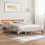 Bettgestell aus massivem, wachsbraunem Kiefernholz, 135 x 190 cm von , Betten und Lattenroste - Ref: Foro24-844140, Preis: 93...