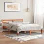 Bettgestell aus massivem, wachsbraunem Kiefernholz, 135 x 190 cm von , Betten und Lattenroste - Ref: Foro24-844140, Preis: 91...