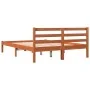 Bettgestell aus massivem, wachsbraunem Kiefernholz, 135 x 190 cm von , Betten und Lattenroste - Ref: Foro24-844140, Preis: 91...