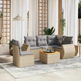 Garden sofa set with cushions 6 pieces beige synthetic rattan by , Garden sets - Ref: Foro24-3257340, Price: 413,88 €, Discou...