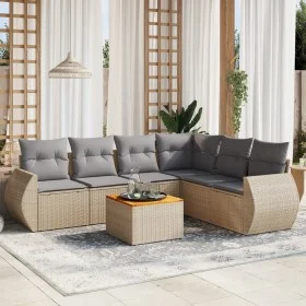 7-piece garden sofa set and beige synthetic rattan cushions by , Garden sets - Ref: Foro24-3257354, Price: 454,28 €, Discount: %