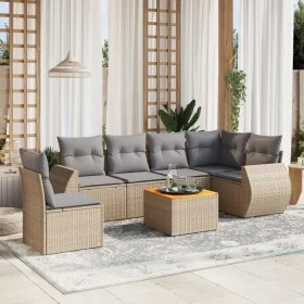 7-piece garden sofa set and beige synthetic rattan cushions by , Garden sets - Ref: Foro24-3257361, Price: 454,28 €, Discount: %