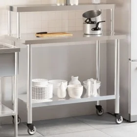 Kitchen work table with stainless steel shelf 110x55x120cm by , Restoration - Ref: Foro24-3208898, Price: 212,58 €, Discount: %