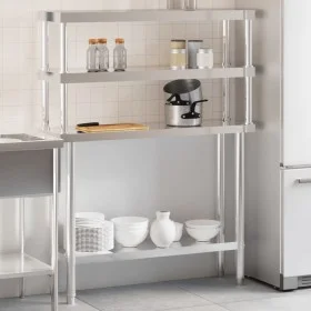 Kitchen work table with stainless steel shelf 110x30x150cm by , Restoration - Ref: Foro24-3208902, Price: 280,26 €, Discount: %