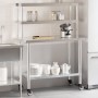 Mesa de trabajo para cocina con estante acero inox 110x55x150cm