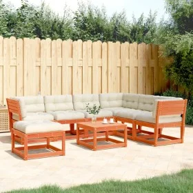 Garden furniture set 7 pieces with wax brown pine wood cushions by , Garden sets - Ref: Foro24-3216932, Price: 832,03 €, Disc...