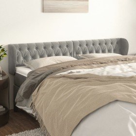 Cabecero de terciopelo gris claro 183x23x78/88 cm