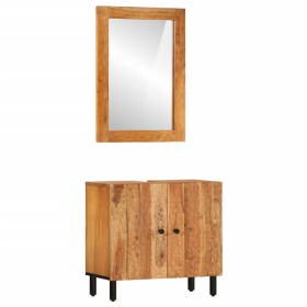 Conjunto de armarios de baño 2 piezas madera maciza de acacia