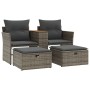 2 seater garden sofa with awning and gray PE rattan stools by , Outdoor sofas - Ref: Foro24-365804, Price: 251,67 €, Discount: %