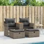 2-Sitzer-Gartensofa mit Markise und grauen PE-Rattanhockern von , Outdoor-Sofas - Ref: Foro24-365804, Preis: 304,45 €, Rabatt: %