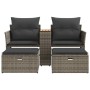 2 seater garden sofa with awning and gray PE rattan stools by , Outdoor sofas - Ref: Foro24-365804, Price: 251,67 €, Discount: %
