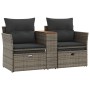 2 seater garden sofa with awning and gray PE rattan stools by , Outdoor sofas - Ref: Foro24-365804, Price: 251,67 €, Discount: %