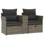 2-Sitzer-Gartensofa mit Markise und grauen PE-Rattanhockern von , Outdoor-Sofas - Ref: Foro24-365804, Preis: 304,45 €, Rabatt: %