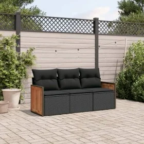 Gartensofa-Set mit Kissen, 3-teilig, schwarzes synthetisches Rattan von , Gartensets - Ref: Foro24-3259836, Preis: 215,07 €, ...