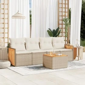Garden sofa set with cushions 5 pieces beige synthetic rattan by , Garden sets - Ref: Foro24-3259860, Price: 362,82 €, Discou...