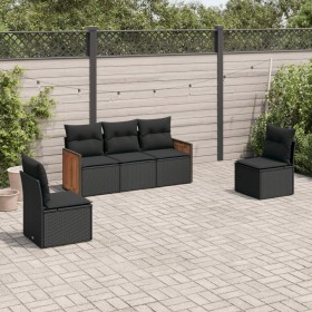 5-teiliges Gartenmöbel-Set und schwarze synthetische Rattankissen von , Gartensets - Ref: Foro24-3259927, Preis: 302,21 €, Ra...