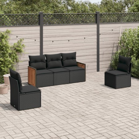 5-teiliges Gartenmöbel-Set und schwarze synthetische Rattankissen von , Gartensets - Ref: Foro24-3259927, Preis: 302,21 €, Ra...