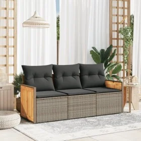 Set de sofá de jardín 3 pzas y cojines ratán sintético gris de , Conjuntos de jardín - Ref: Foro24-3259841, Precio: 221,28 €,...