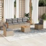 7-piece garden sofa set and beige synthetic rattan cushions by , Garden sets - Ref: Foro24-3259952, Price: 409,62 €, Discount: %