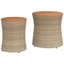 Garden side tables 2 pieces beige rattan wooden surface by , Garden tables - Ref: Foro24-366290, Price: 136,62 €, Discount: %