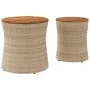 Garden side tables 2 pieces beige rattan wooden surface by , Garden tables - Ref: Foro24-366290, Price: 136,62 €, Discount: %