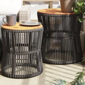Garten-Beistelltische 2 Stück graue Rattan-Holzoberfläche von , Gartentische - Ref: Foro24-366292, Preis: 155,67 €, Rabatt: %