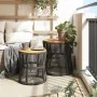 Garden side tables 2 pieces gray rattan wooden surface by , Garden tables - Ref: Foro24-366292, Price: 155,67 €, Discount: %