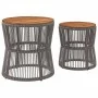 Garden side tables 2 pieces gray rattan wooden surface by , Garden tables - Ref: Foro24-366292, Price: 155,67 €, Discount: %