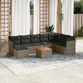 9-piece garden furniture set and gray synthetic rattan cushions by , Garden sets - Ref: Foro24-3223785, Price: 501,82 €, Disc...