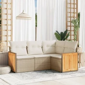 Garden sofa set with cushions 4 pieces beige synthetic rattan by , Garden sets - Ref: Foro24-3260014, Price: 336,15 €, Discou...