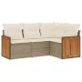 Garden sofa set with cushions 4 pieces beige synthetic rattan by , Garden sets - Ref: Foro24-3260014, Price: 336,15 €, Discou...