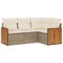 Gartensofa-Set mit Kissen, 4-teilig, beiges synthetisches Rattan von , Gartensets - Ref: Foro24-3260014, Preis: 325,18 €, Rab...
