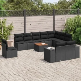 11-piece garden sofa set and black synthetic rattan cushions by , Garden sets - Ref: Foro24-3225495, Price: 722,35 €, Discoun...